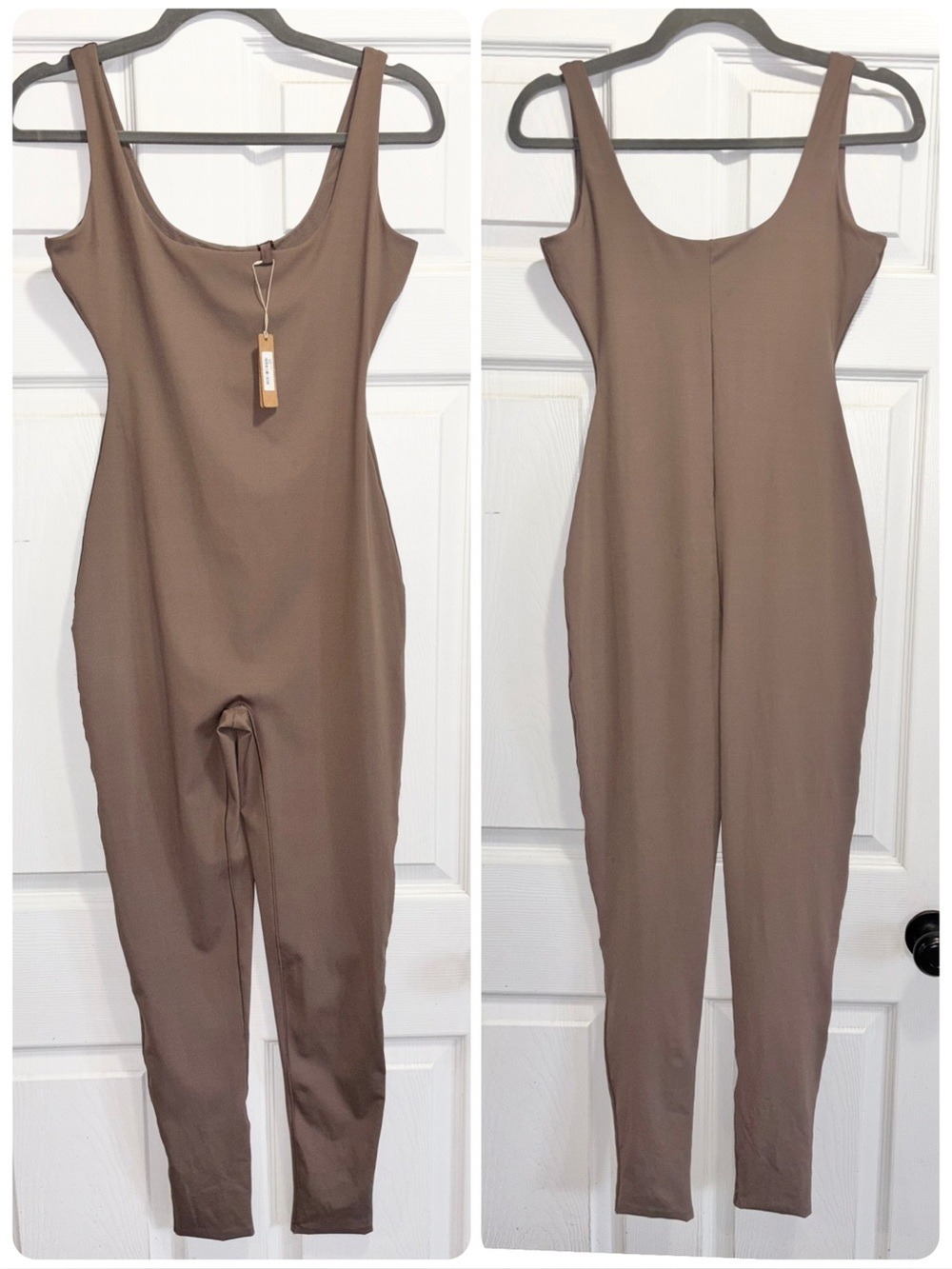 NWT SKIMS All In One Scoop Neck Brown Jumpsuit Bodysuit Onesie Size Small NEW